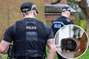 Essex Police officers and (inset) stock image of a VR headset