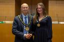 Chairmen - Chairman Les Burrows and Vice-Chairman Louise Mead shaking hands