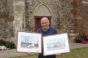 Artist - Mike Parker with two of his paintings