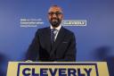 Former home secretary James Cleverly speaking at a Conservative Party leadership campaign event at the Old War Office in Whitehall