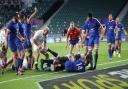 England's Maro Itoje scores the winning try in the Six Nations match against France.