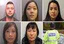 The faces of five criminals (out of six sentenced) who were given jail sentences after an investigation into cross-border financial crimes