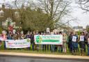 Archive image: SWAP (Stop Wethersfield Airfield Prisons) campaign supporters raise the issue in Great Bardfield