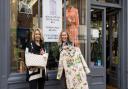 Nikki Anthony, owner of Great Dunmow boutique Wardrobe, outside her store with a customer during her eco swap