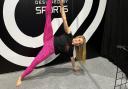 Pilates and yoga instructor Jade Gooding at Birmingham's NEC to support the Essex company Designed By Sports