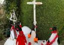 Martyn Phillips transformed his front garden into Lapland to 'peck' up first place in Rayne's penguin trail competition