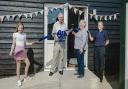 The ribbon is cut on the new Danaher Meet and Greet and Education Centre at Wethersfield by chair of trustees Richard Lord (centre) and long-term volunteer Maz Edwards. Pictured with them are Maisie Garvey and Sam Garvey.