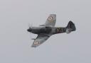 Supermarine Spitfire Mk XIV displaying at IWM Duxford at the Flying Days: The Fighters event.