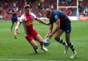 Max Malins scores his third try for Bristol Bears but Harlequins came back to win the Premiership semi-final at Ashton Gate.