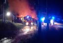 A barn was destroyed in the blaze