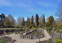 The Italian Garden with balustrade around the lilypond at the Gardens of Easton Lodge