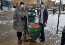 Karen Clarke (left) with the donations from Barnston to Broomfield Hospital