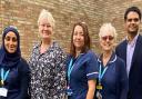 Archive image: the Gastroenterology team, Jacqueline Roscoe, IBD nurse specialist (centre) and Dr Pushpakaran Munuswamy, Gastroenterology Department Lead (far right).