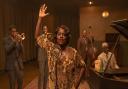 Chadwick Boseman as Levee, Colman Domingo as Cutler, Viola Davis as Ma Rainey, Michael Potts as Slow Drag and Glynn Turman as Toledo in Ma Rainey's Black Bottom.