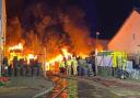 A dog died in a huge fire in a tyre yard in Braintree