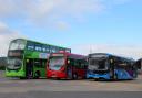 The blue X20 Essex Airlink bus among other buses