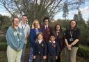 Pupils from Helena Romanes School with executive headteacher Catherine Davis and primary phase headteacher Jennifer Hone