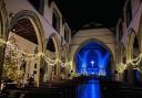 St Mary's Church in Dunmow is bedecked with personalised stars for Christmas