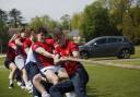 Felsted's rugby team taking part in the tug-of-war