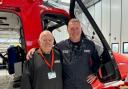 Terry Nunn (left) with the air ambulance pilot