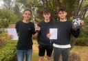 HRS students Ben, Oliver and Harry with their GCSE results