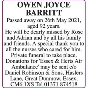 OWEN JOYCE BARRITT