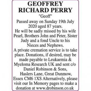 GEOFFREY RICHARD PERRY 
GEOFF