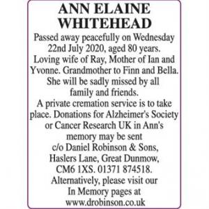 ANN ELAINE WHITEHEAD