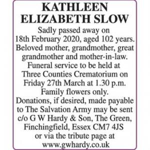 KATHLEEN ELIZABETH SLOW