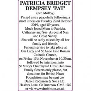 PATRICIA BRIDGET DEMPSEY