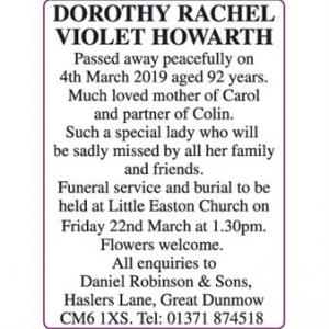 DOROTHY RACHEL VIOLET HOWARTH