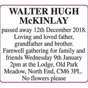 WALTER HUGH McKINLAY