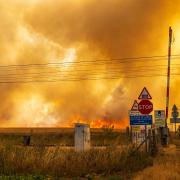 A field fire in Great Chesterford, near Saffron Walden on July 17, 2022