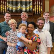 Reverend Mark Hayes, newly ordained at Thaxted United Reformed Church, with his family