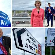 Robert Halfon MP and Cllr Lesley Wagland cut a ribbon to mark the official opening of M11 junction 7A at Harlow