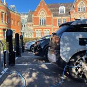 Electric Vehicles being charged at new points at Uttlesford District Council, Saffron Walden