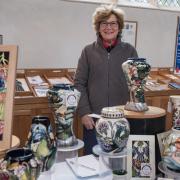 Moorcroft owner Maureen Edwards at Thaxted Parish Church's Christmas Fayre