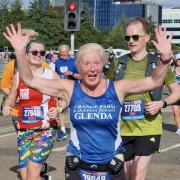 Glenda Jackson was forced to finish the Manchester Marathon early because of injury.