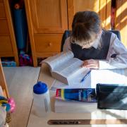 A child studying at home