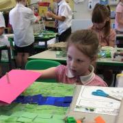 Building a bridge during science week at Great Dunmow Primary School