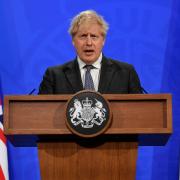 Prime Minister Boris Johnson during a media briefing in Downing Street, London, on COVID-19. Step 3 of the government's roadmap out of lockdown is due no earlier than Monday, May 17.