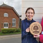 Elena Nikolova, chair of the Eco Team, and staff mentor Kate Wilkinson accepted the Woodland Trust award for the Christian School in Takeley