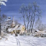 A snowy scene by Debbie Goodman for Dunmow Art Group