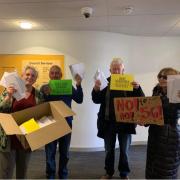 Great Bardfield residents handed in their objections to the 5G mast to Braintree District Council