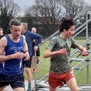 Arron Clark of Grange Farm & Dunmow Runners (left) is beaten into second place by Oscar Graham-Pereira. Picture: GFDR