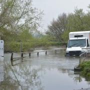 Sainsbury's delivery van gets stuck in deep water in south Essex road
