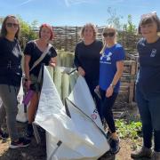 Volunteers recycled tree guards at Old Park Meadow