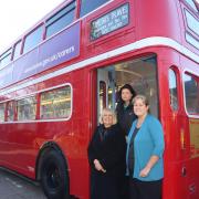 June Humphreys. Victoria Dash and Sara Moutard at the carers' rights campaign bus