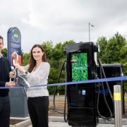 Gareth Powell and Lara Navetta open the new EV charging hub