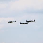 To commemorate the D-Day landings, two Spitfires and a Messerschmitt 109 from the Imperial War Museum Duxford flew over London Stansted